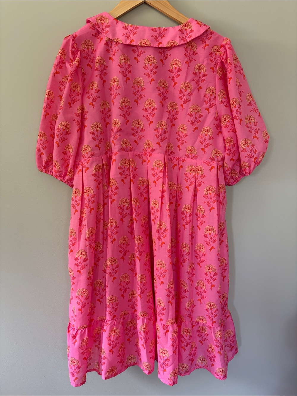 J. Marie Ella Ann Peter Pan Collar Mini Dress XL Pink Floral Puff Sleeve NWT - Picture 8 of 10